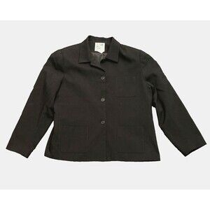 Vintage TravelSmith Womens Blazer SIZE 16 Black Wool Blend Jacket Pockets Lined